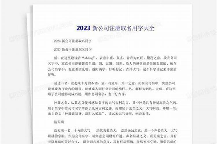 新注册公司取名