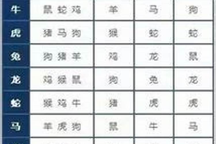 十二属相对冲表