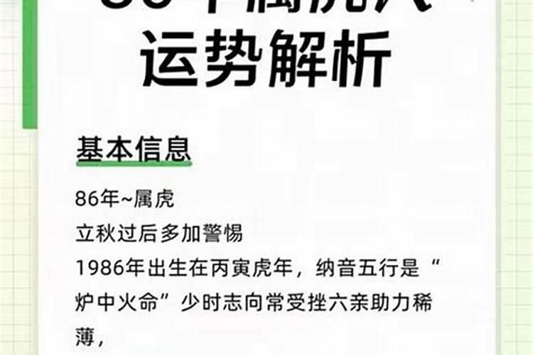 86年属虎的人运势如何？