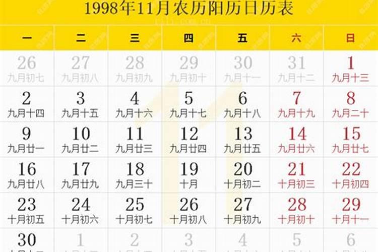 1998农历腊月十一日