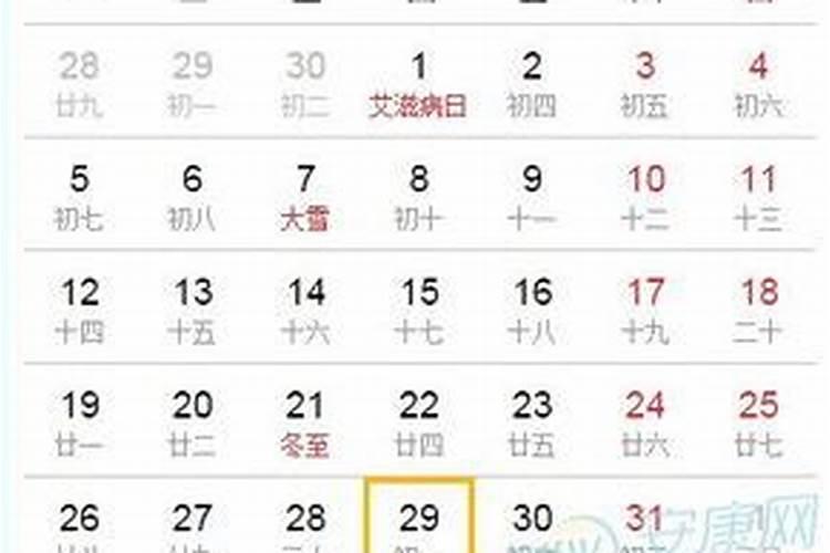 腊月12月29是几月几日？
