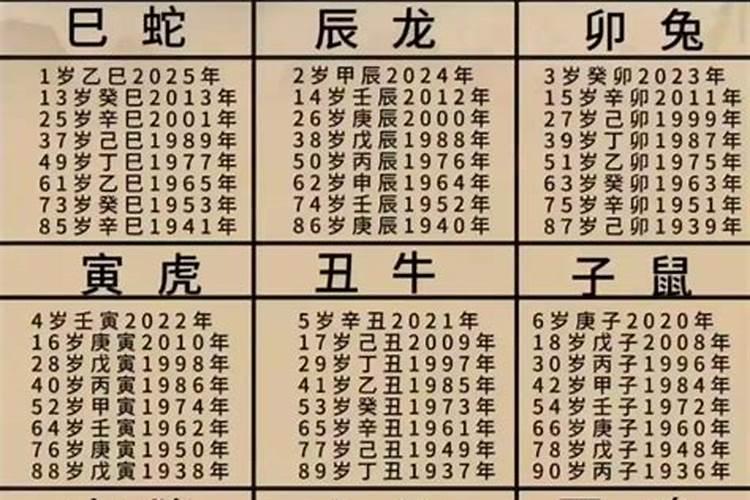 2025生肖狗年龄对照表